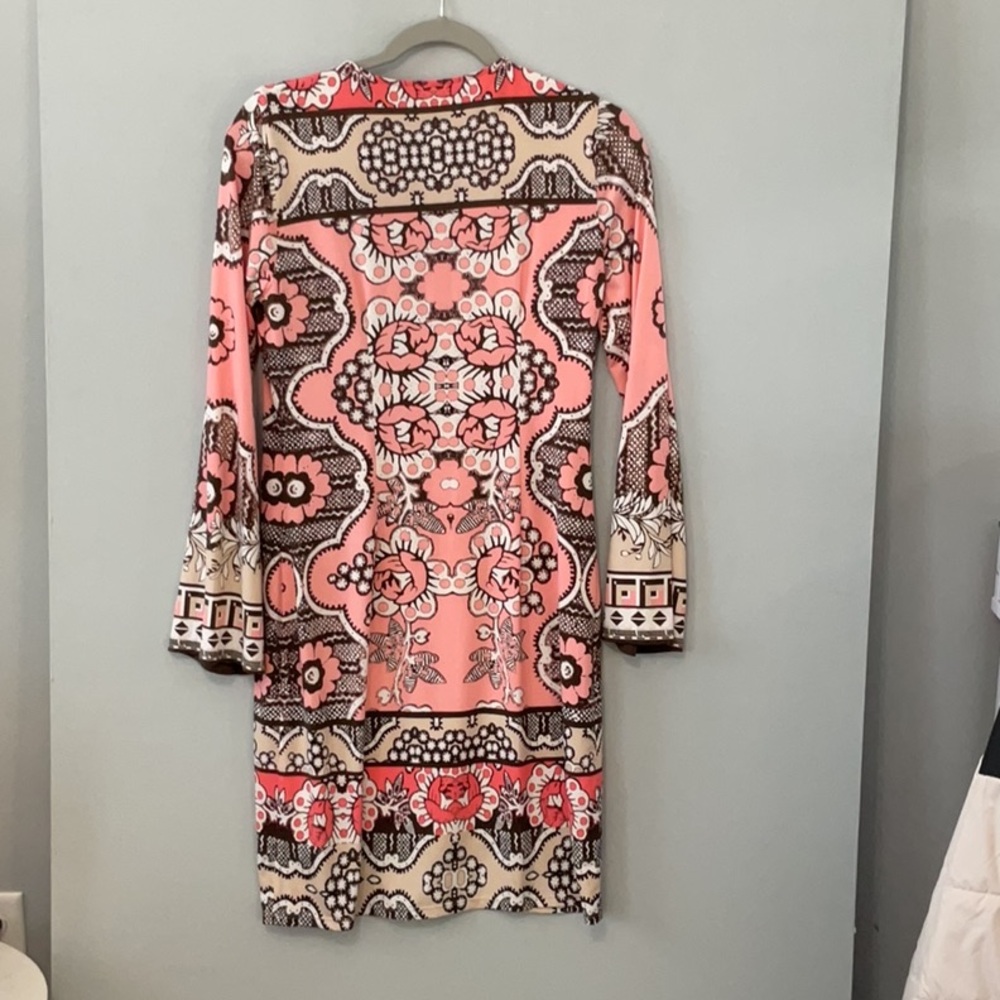 Hale Bob Pink and Cream Long Sleeve Dress - Picture 4 of 4
